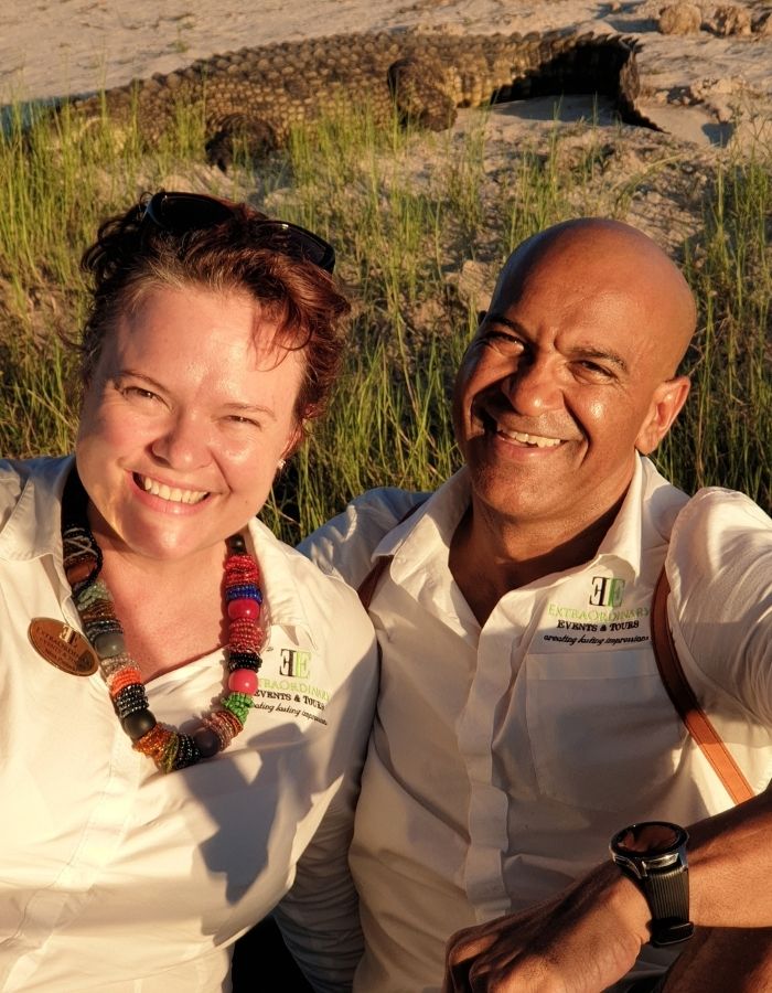 Nina and Eddie, our passionate guides and the heart and soul of Extraordinary Tours, smiling and ready to lead unforgettable adventures.